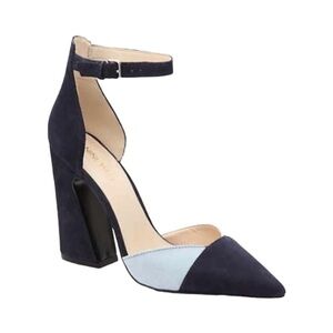 NINE WEST HARTLEY TWO TONE SUEDE LEATHER POINTED TOE MARY JANE PUMP HEELS